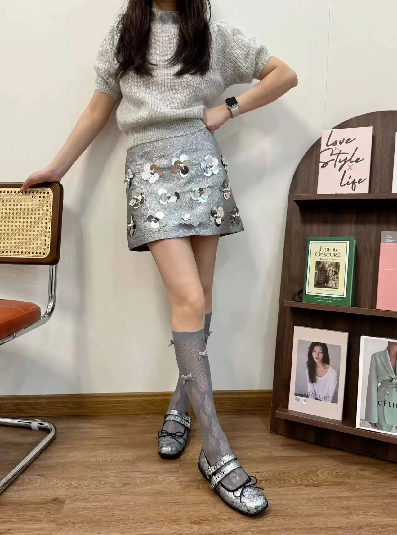 3D Bow Lace Mesh Knee-Length Socks