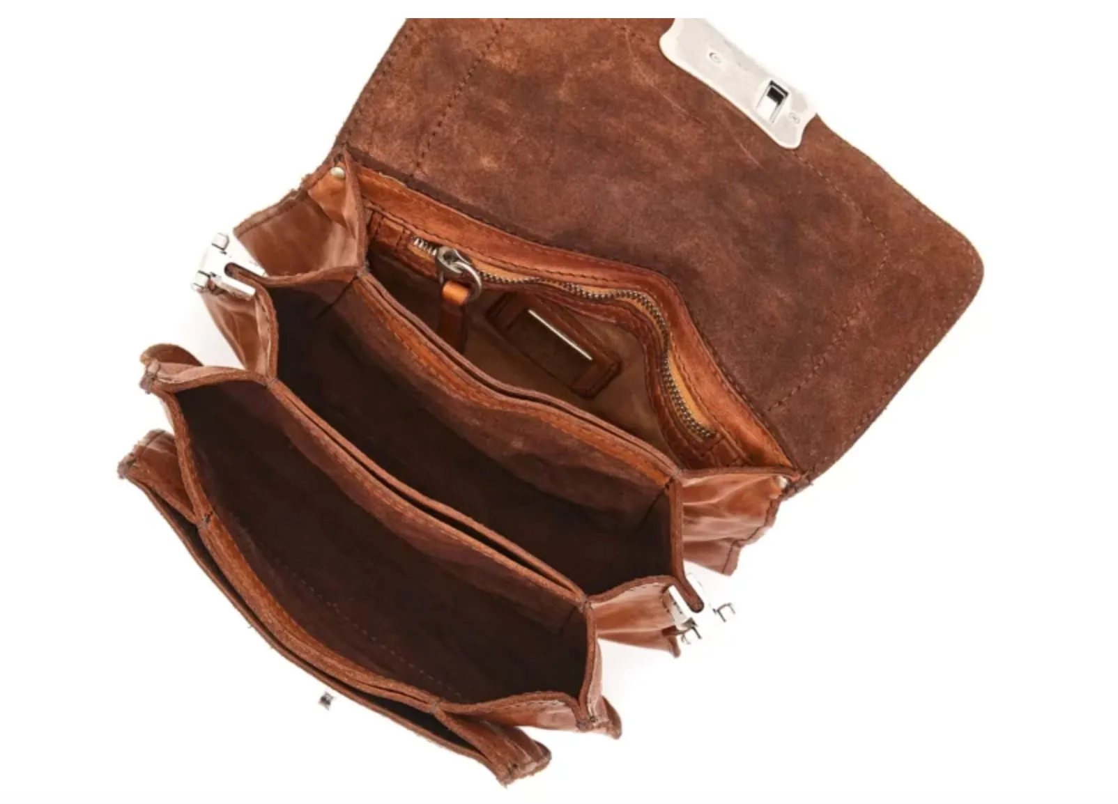 AGNESE LEATHER CROSSBODY BAG IN COGNAC