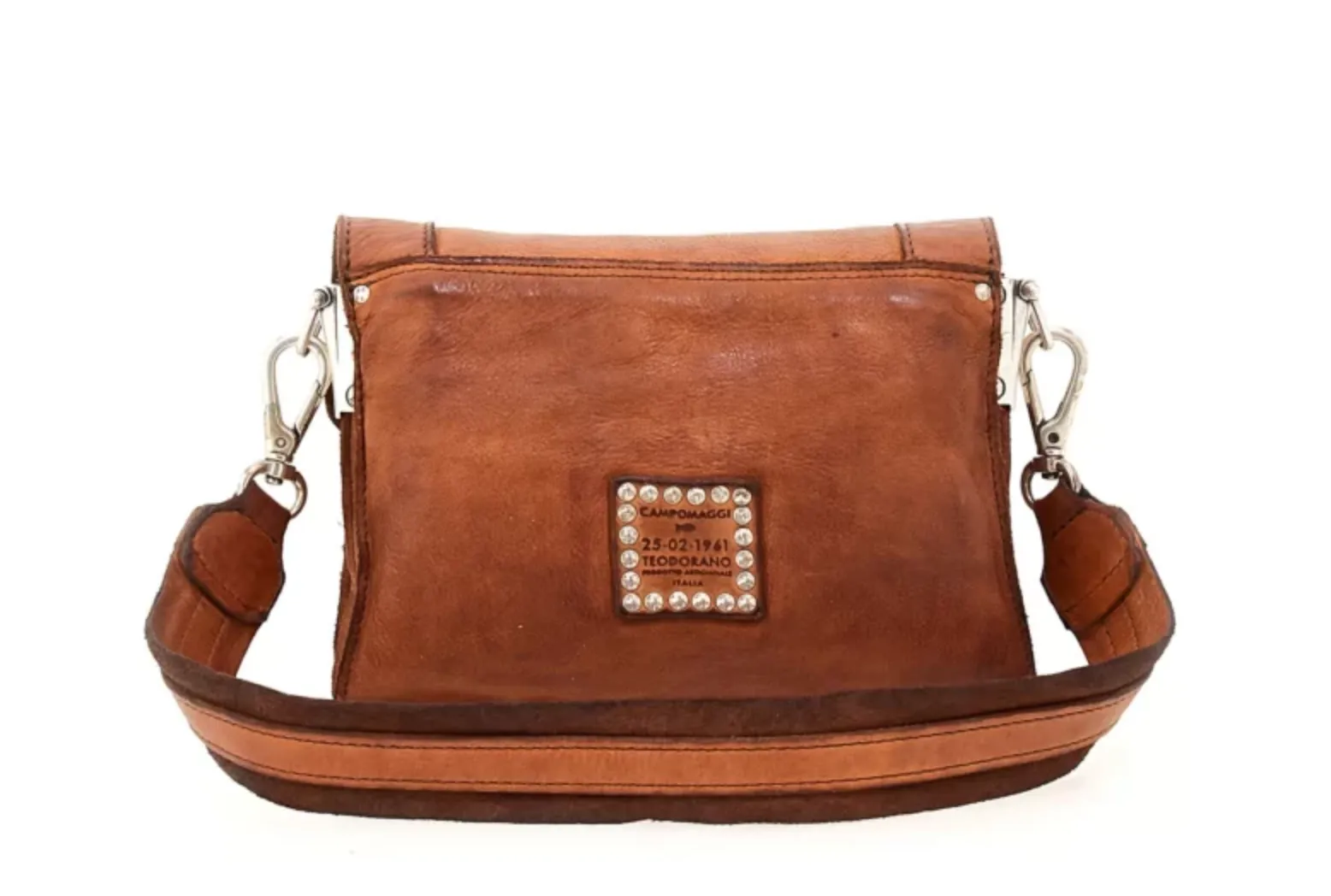 AGNESE LEATHER CROSSBODY BAG IN COGNAC