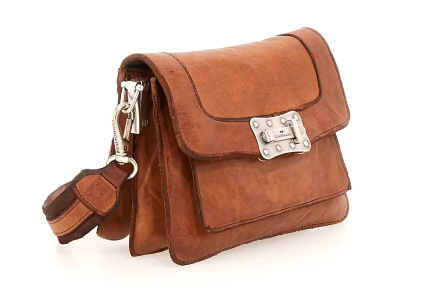 AGNESE LEATHER CROSSBODY BAG IN COGNAC