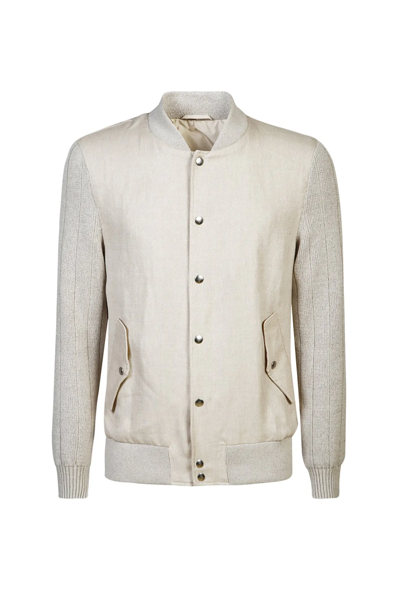 Bimaterial Bomber Jacket