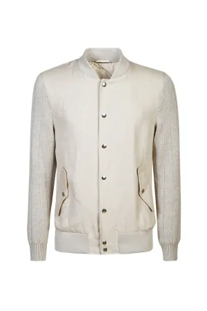 Bimaterial Bomber Jacket