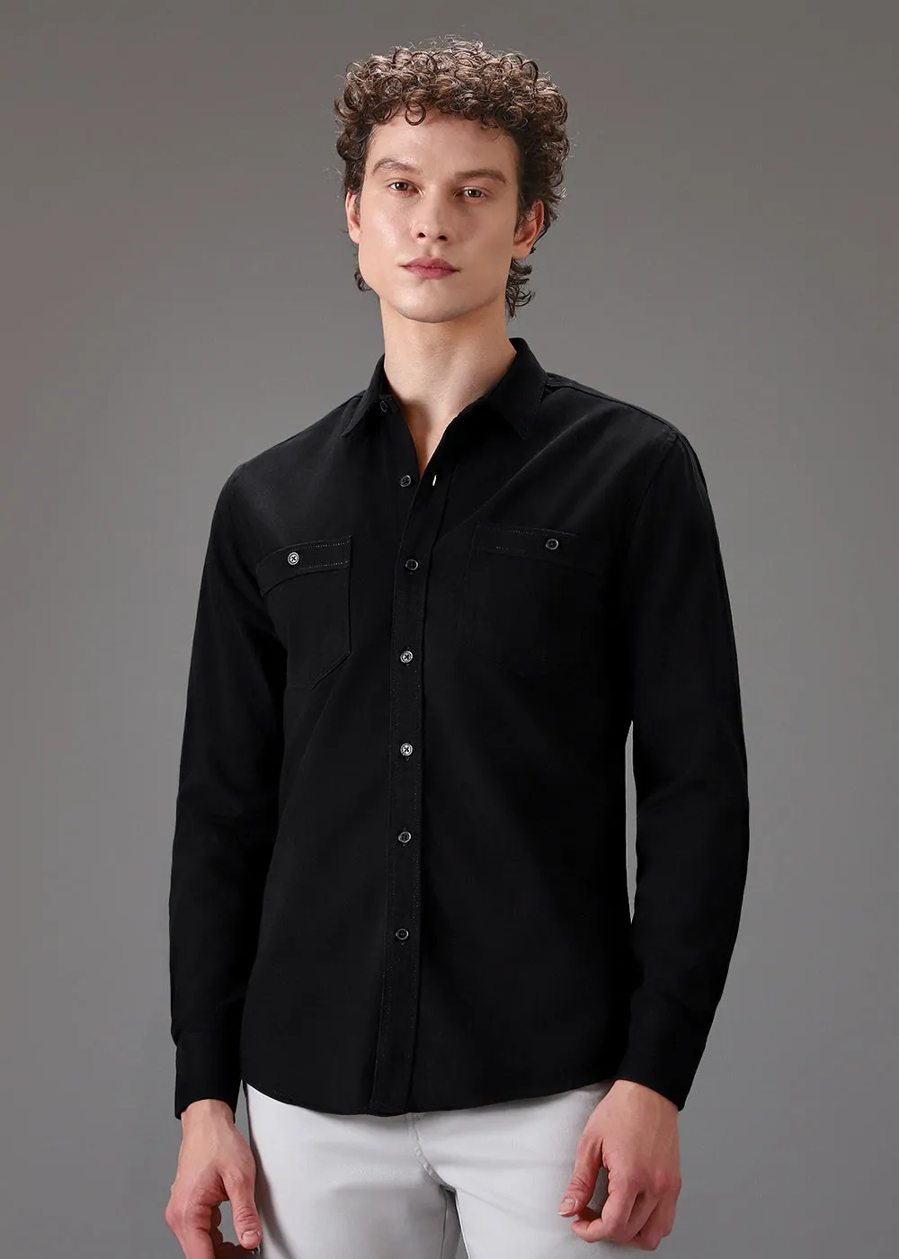 Black Double Pocket Shirt