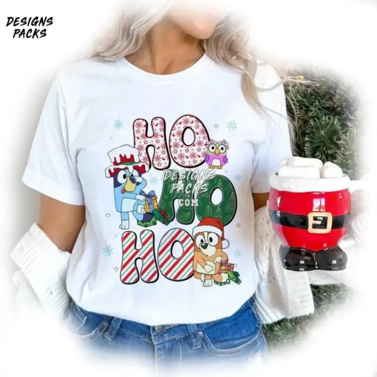 Bluey Christmas Bluey and Bingo Bluey Hohoho Christmas PNG Design