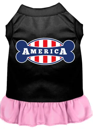 Bonely In America Screen Print Dress Black With Light Pink Sm