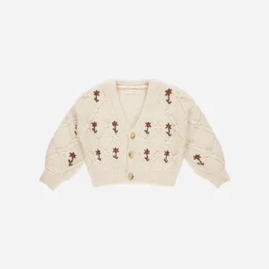 Boxy Cardigan - Winter Floral Embroidery