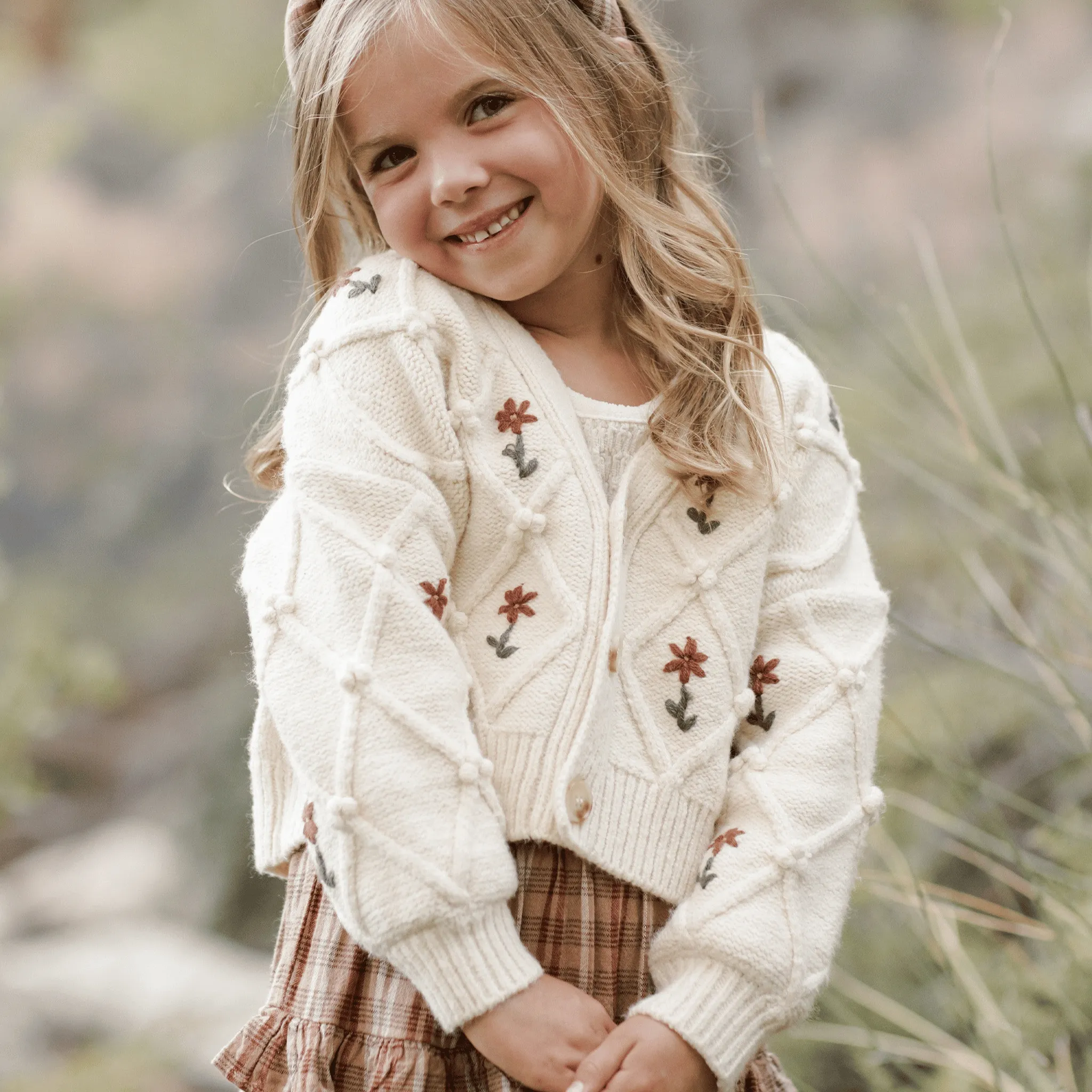 Boxy Cardigan - Winter Floral Embroidery