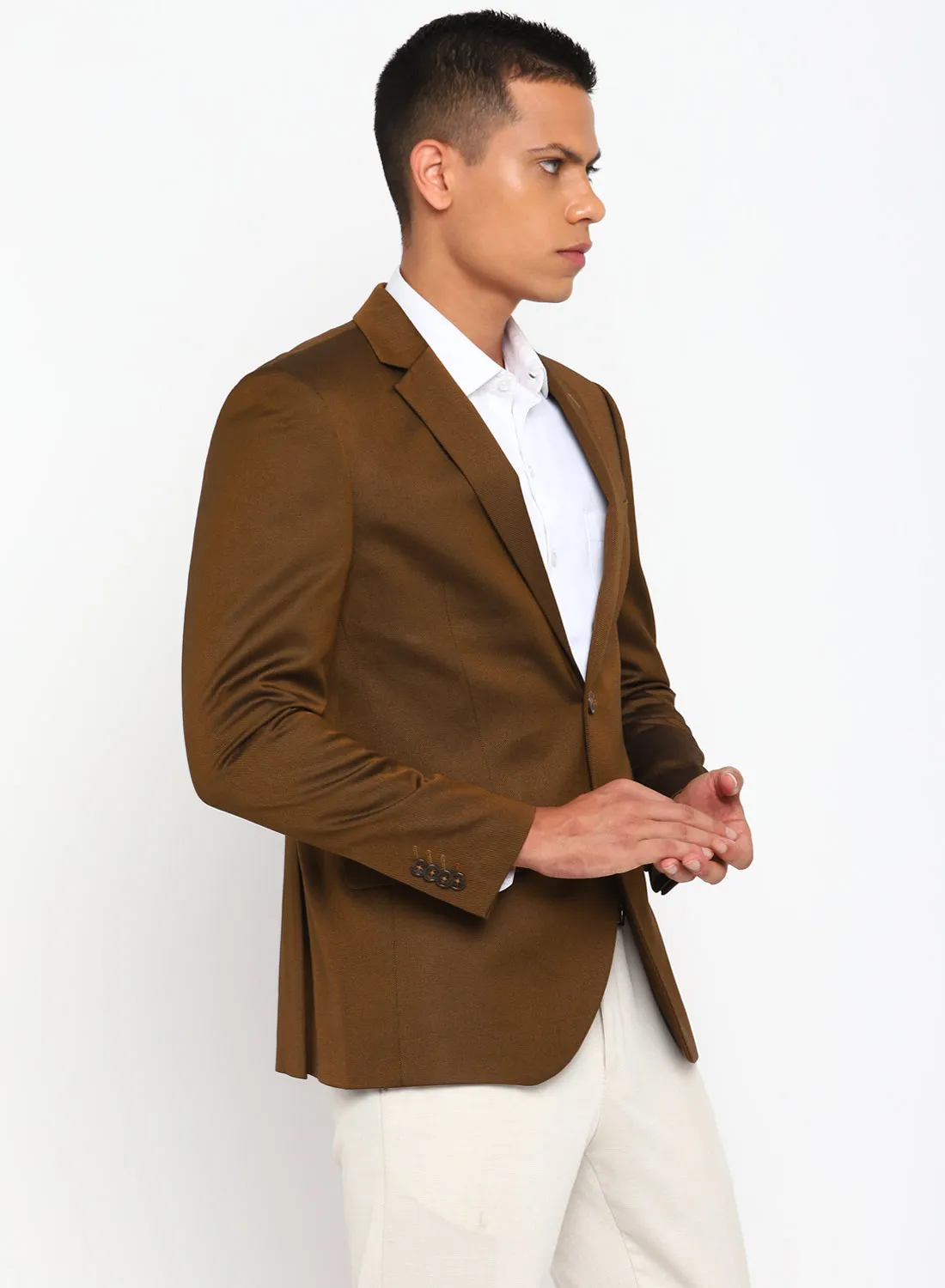 Brown Birds Eye Notch Color Formal Jacket