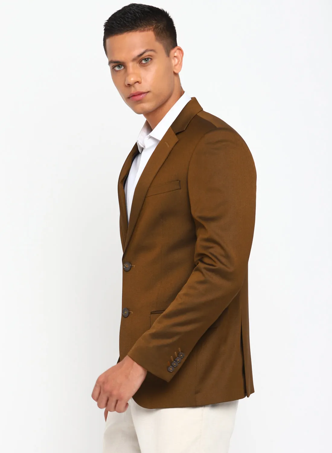 Brown Birds Eye Notch Color Formal Jacket
