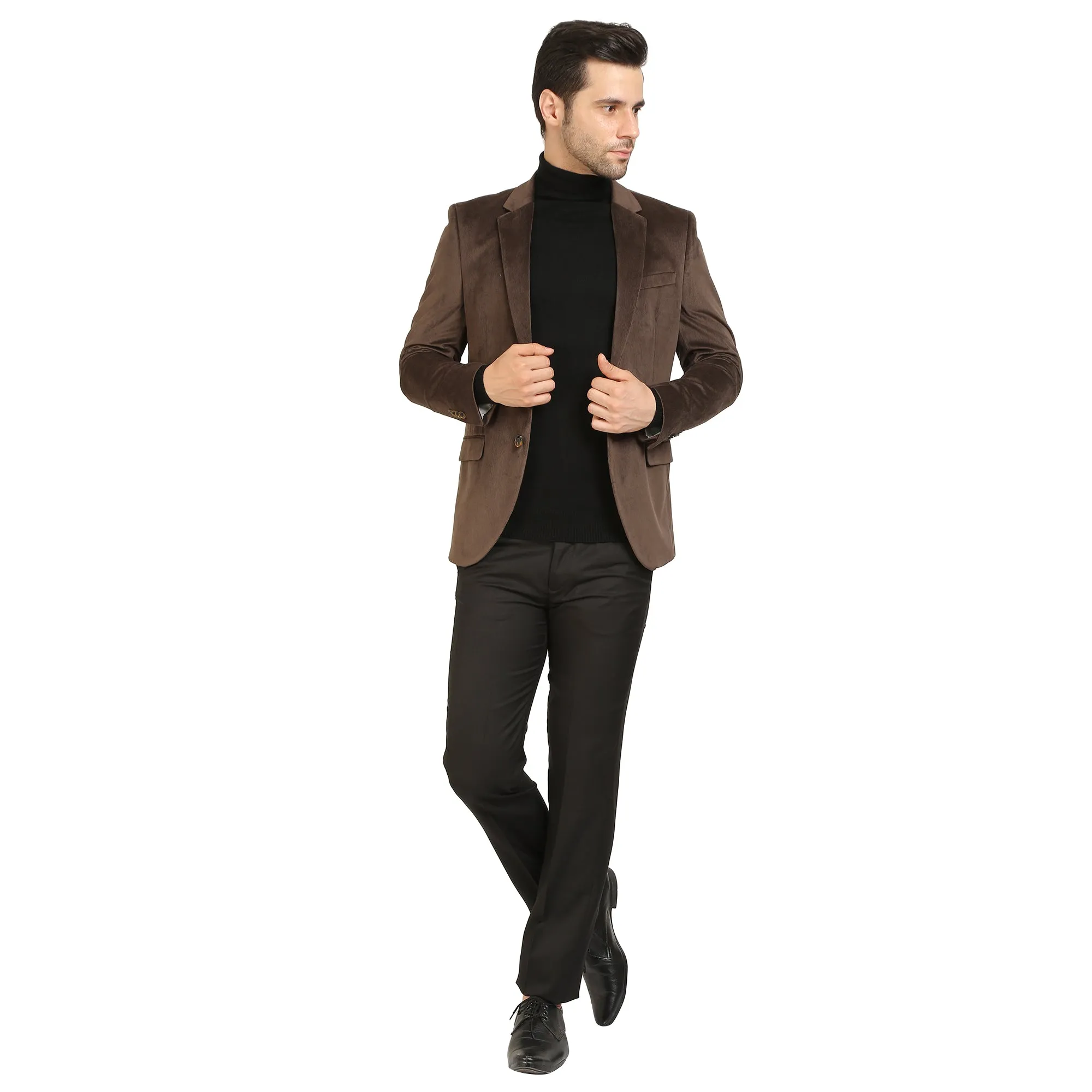 Brown Corduroy Notch Collar Jacket