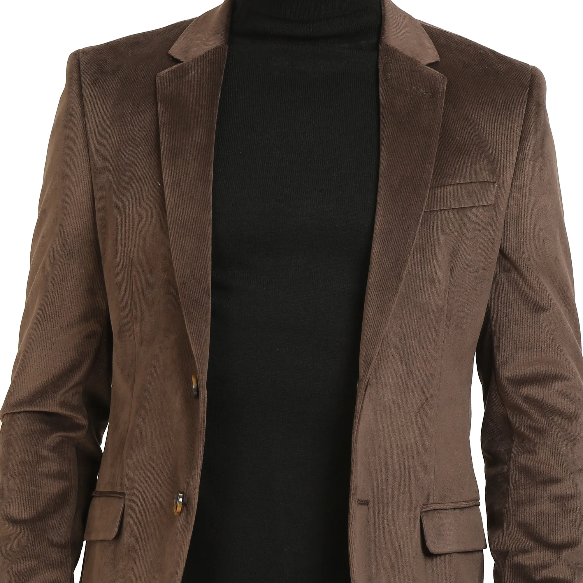 Brown Corduroy Notch Collar Jacket