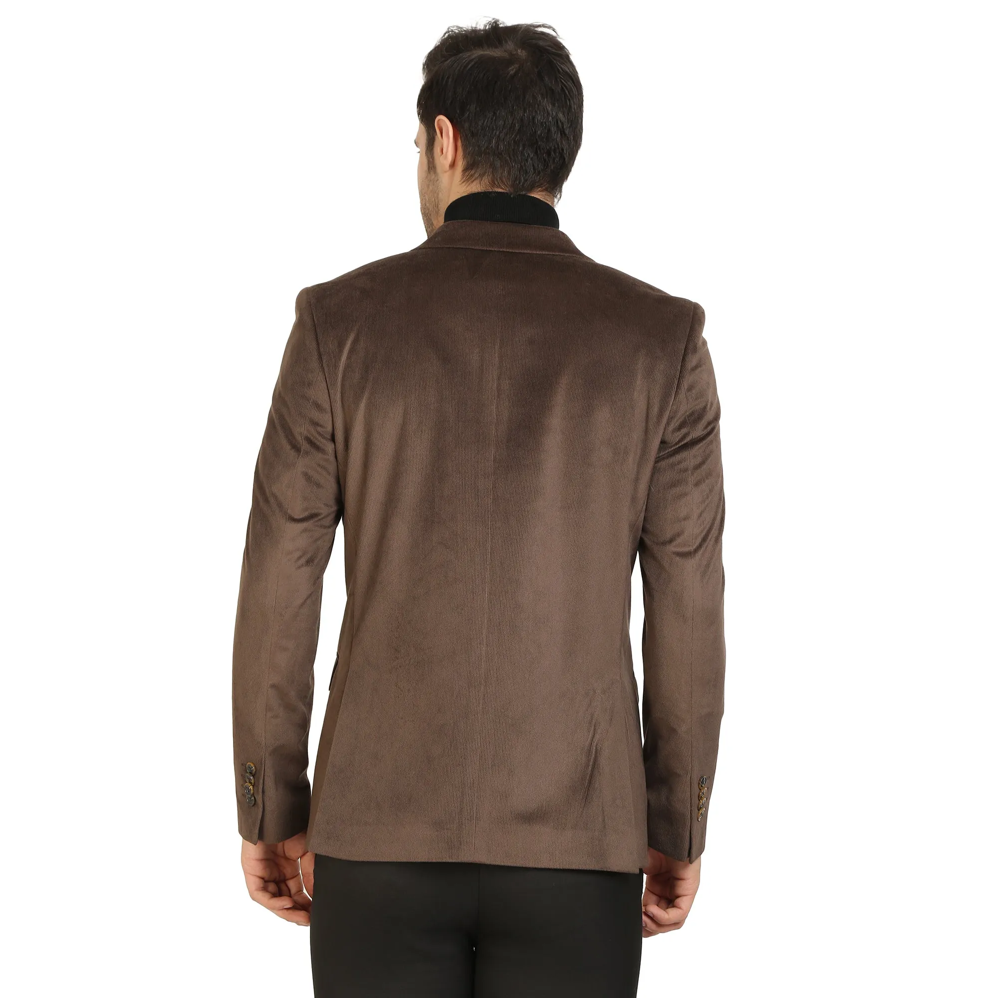 Brown Corduroy Notch Collar Jacket