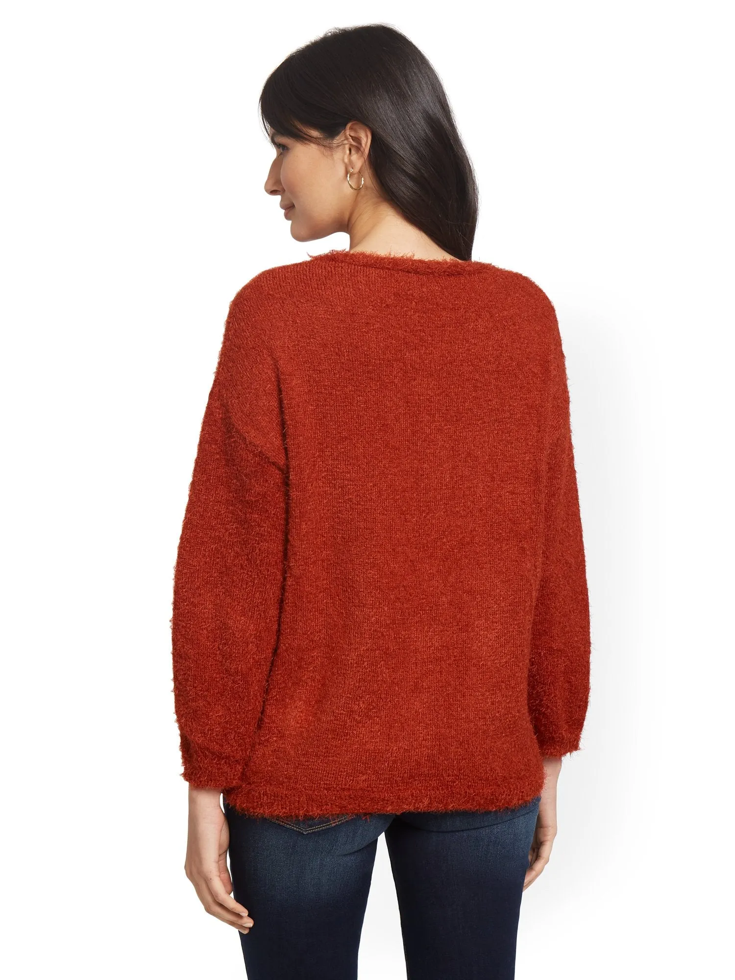 Button-Front Fuzzy Cardigan