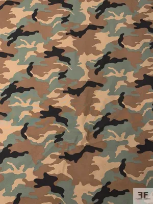 Camouflage Reverse Printed Stretch Cotton Twill - Brown / Dusty Sage / Tan / Black
