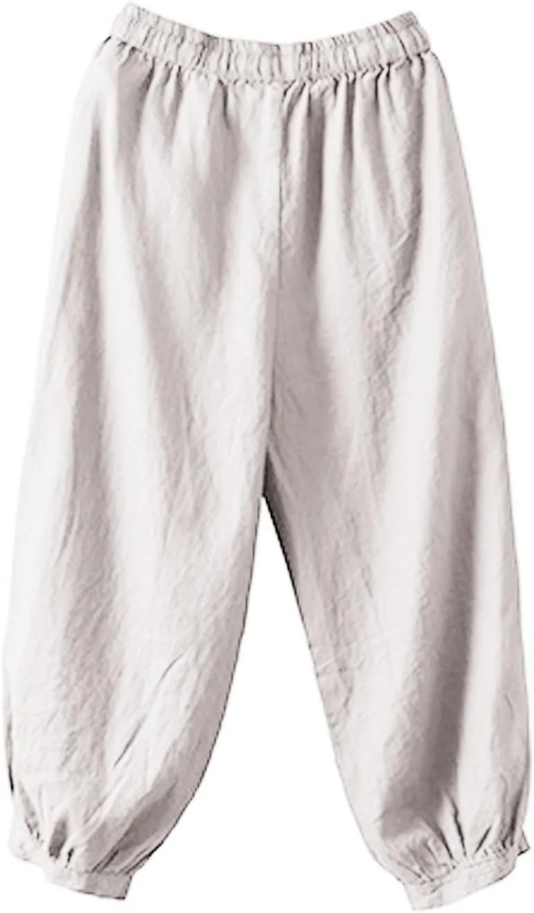 Cargo Pants Women, 2025 Peasant Pants Casual Linen Straight Leg Cotton Wide