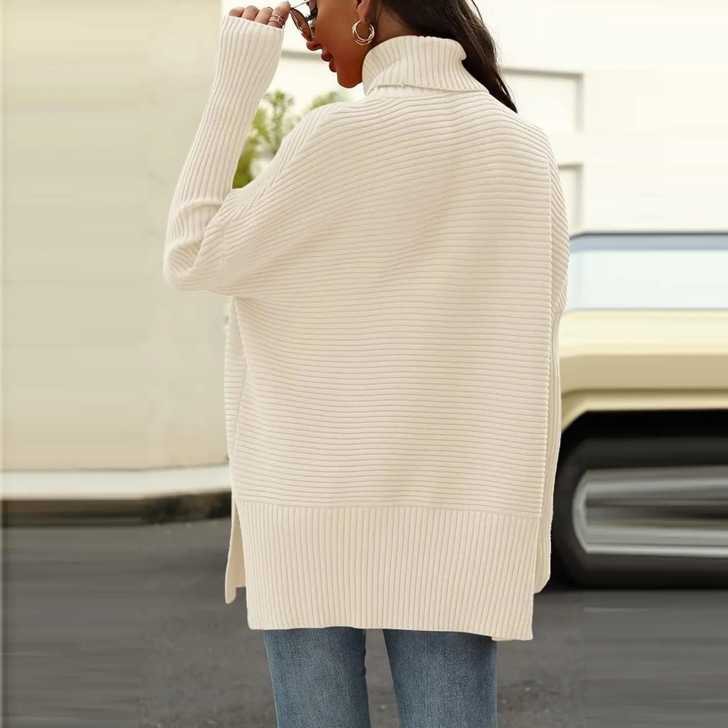 ChicCrate Women's Oversized Turtleneck Sweaters Casual Long Sleeve Tunic Sweater Chunky Knit Pullover Tops Blouse