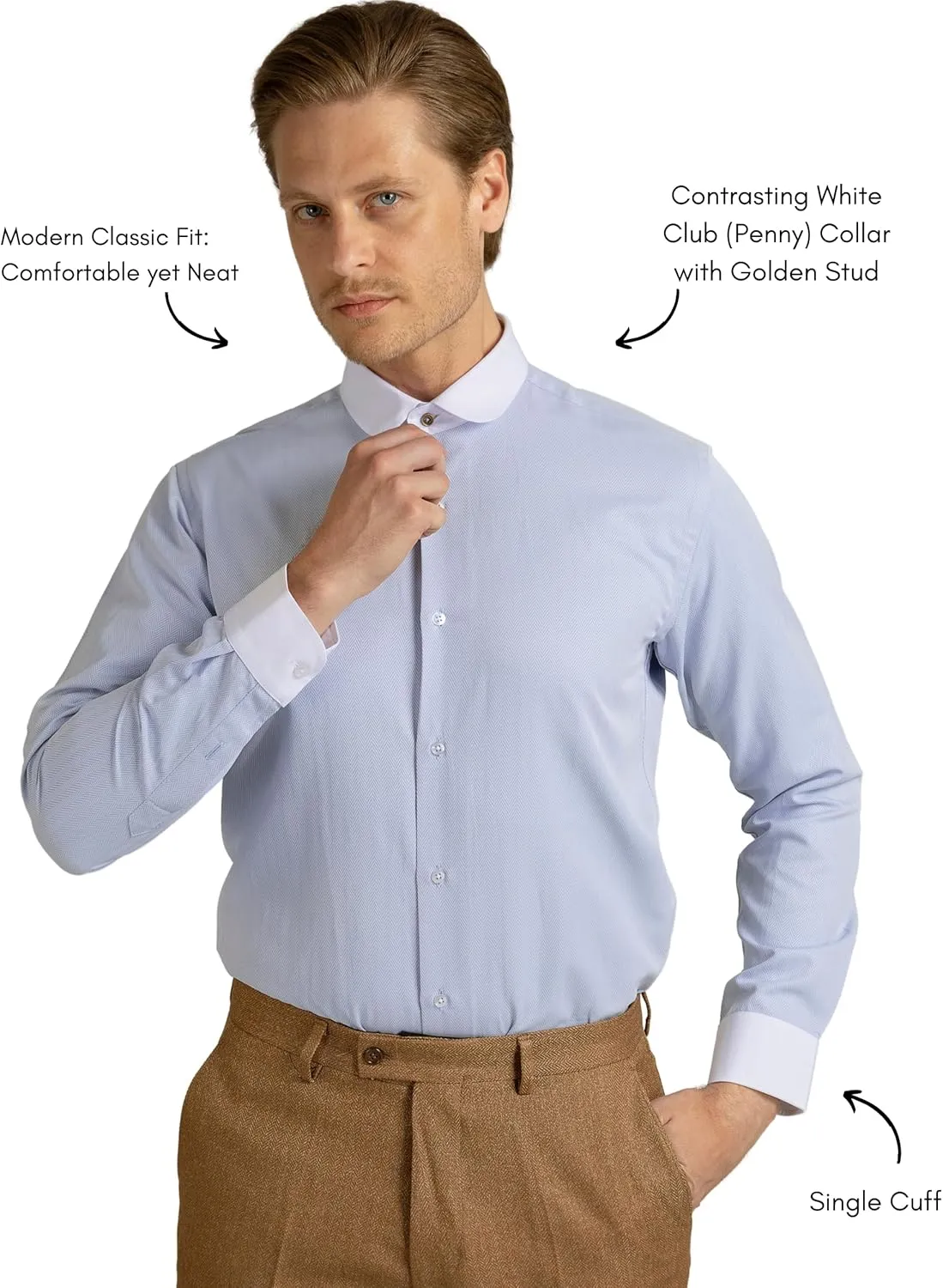 Club Collar Shirts for Men | Mens Long Sleeve Dress Casual Stylish & Formal Button Up Shirts in 1920s Style