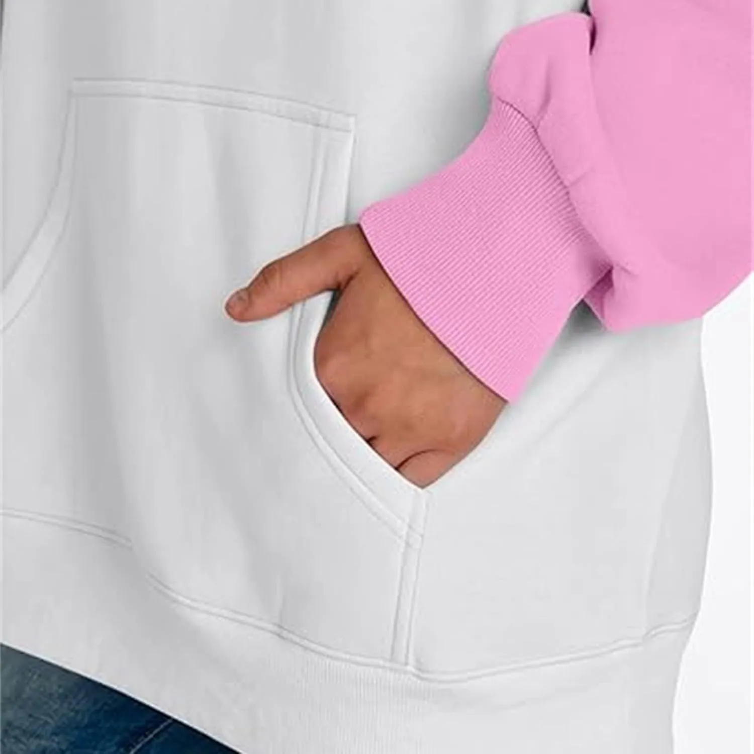 Color Block Hoodies for Women Trendy Oversized Raglan Sweatshirts Lightweight Fleece Cute Hoodies with Pockets