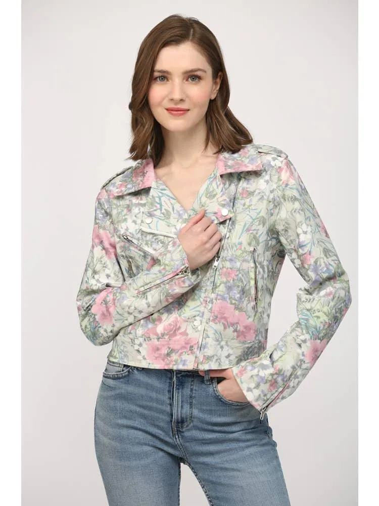 Floral Print Moto Jacket