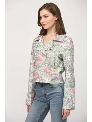Floral Print Moto Jacket