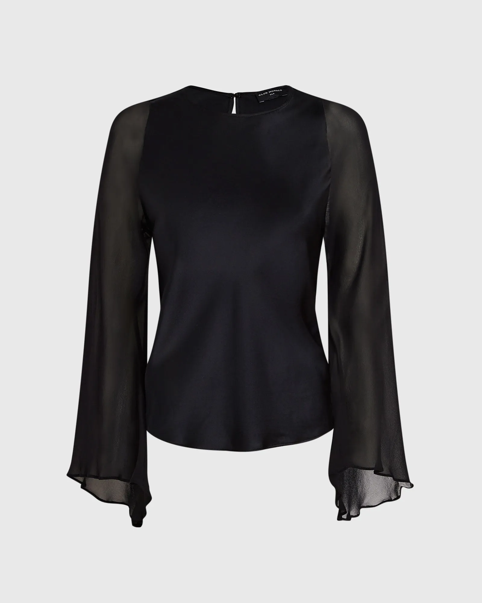 Flutter-Sleeve Silk Blouse