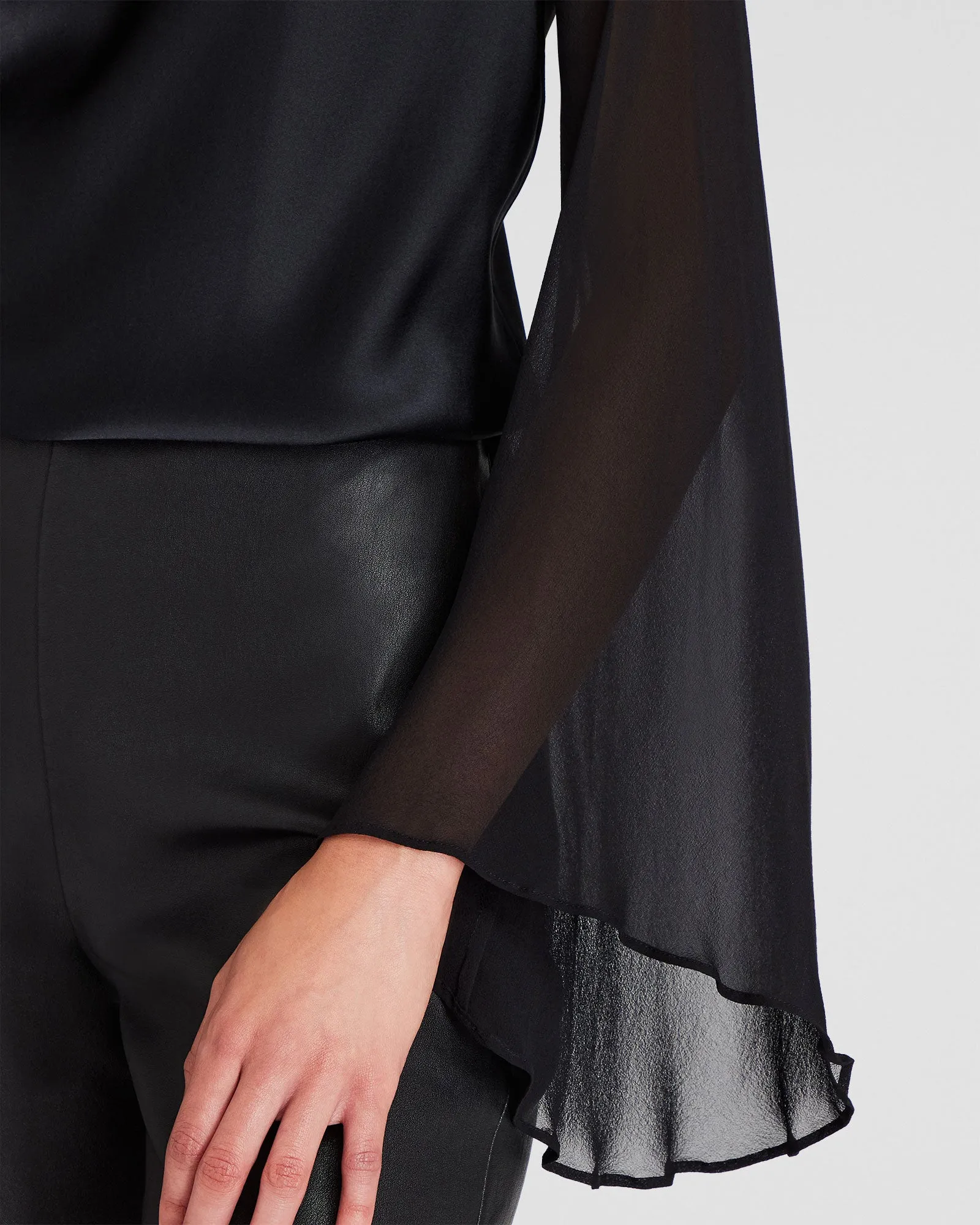 Flutter-Sleeve Silk Blouse
