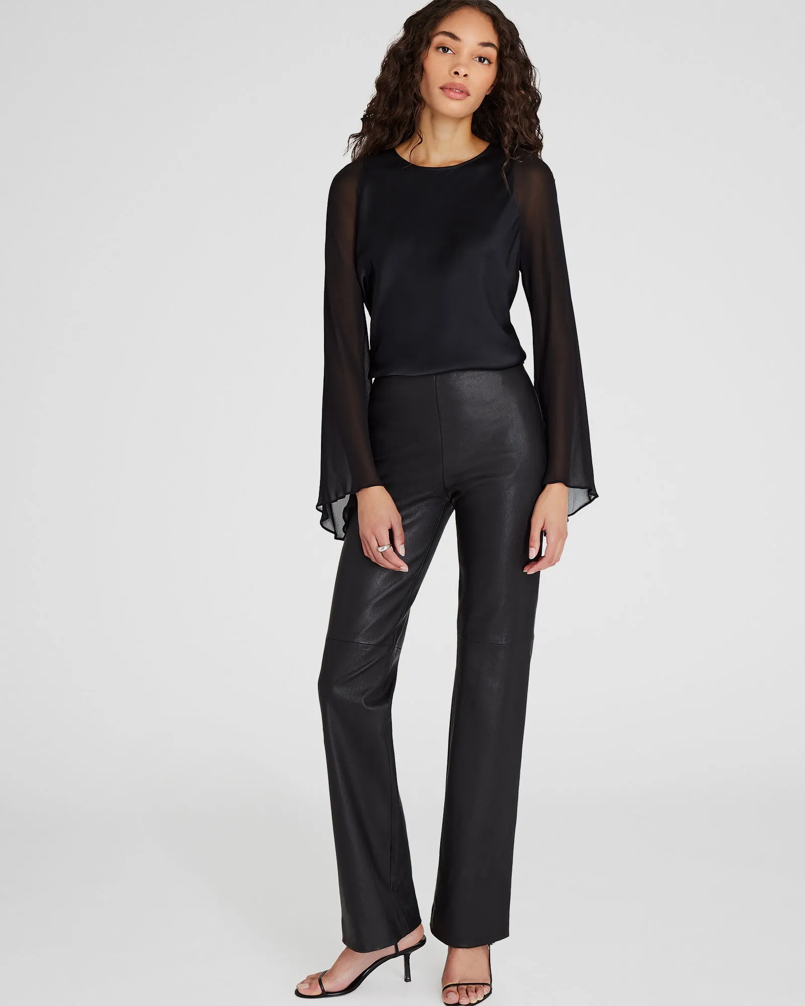 Flutter-Sleeve Silk Blouse