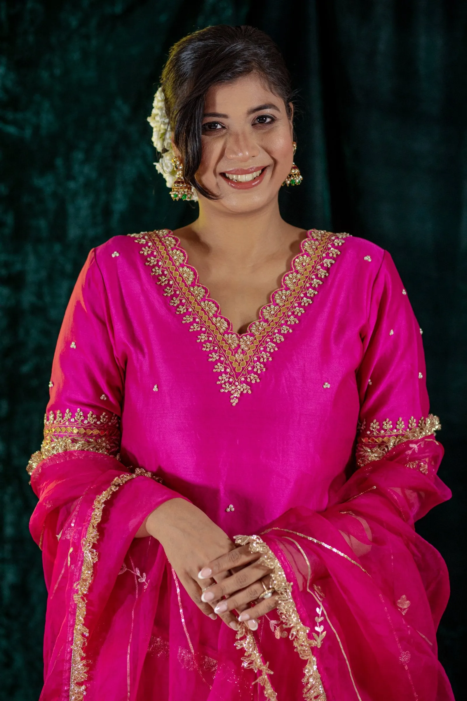 Fuschia Gota Patti Kurta Set