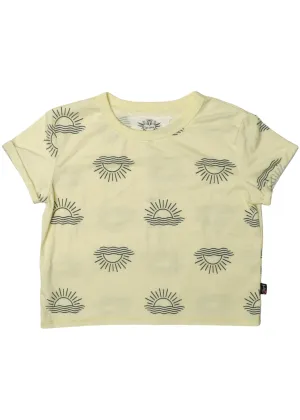 girls roll sleeve sunrise print tee