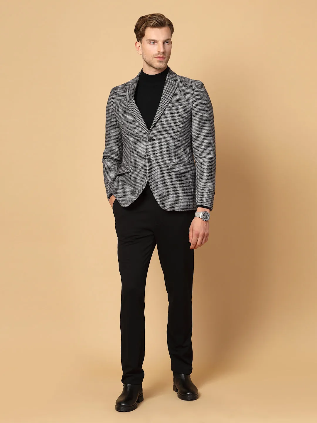 Grey & Black Tweed Check Jacket