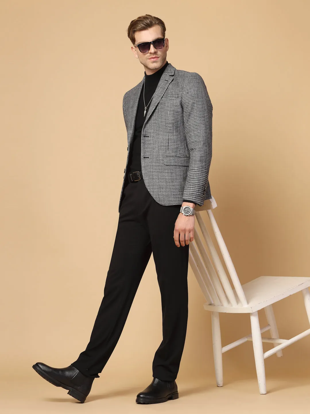 Grey & Black Tweed Check Jacket