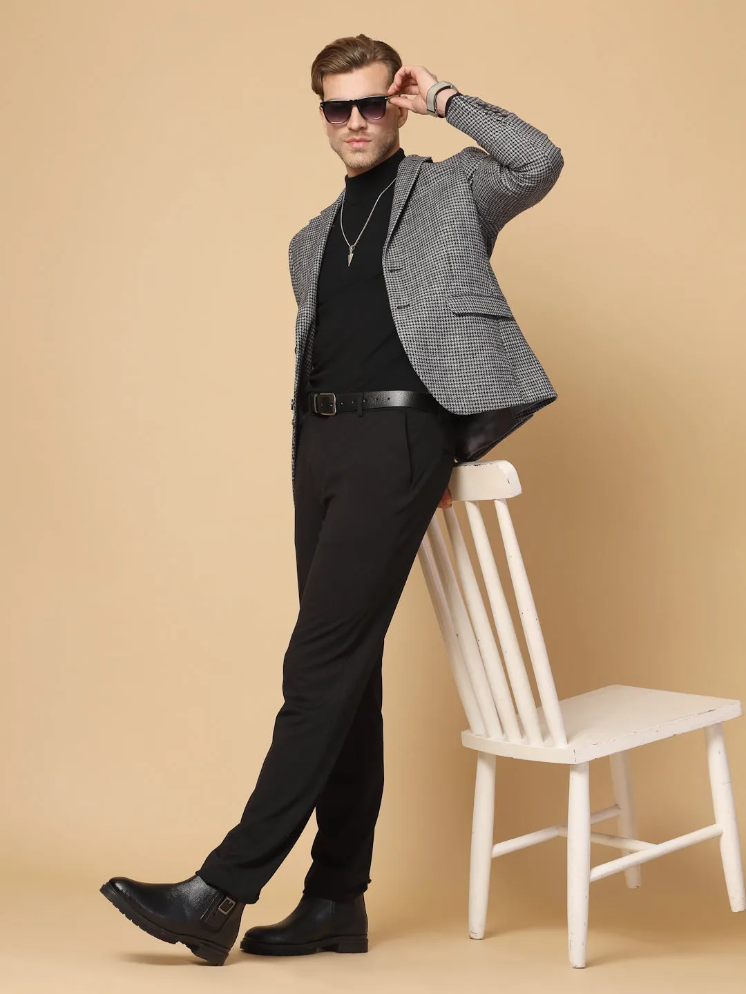 Grey & Black Tweed Check Jacket