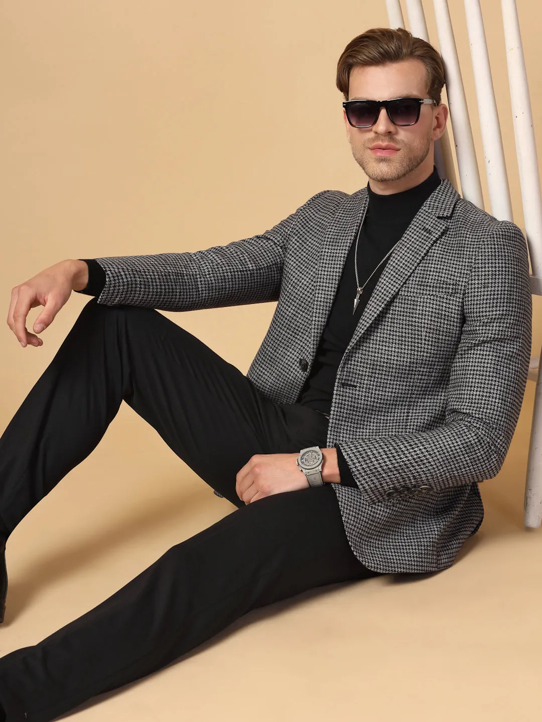 Grey & Black Tweed Check Jacket