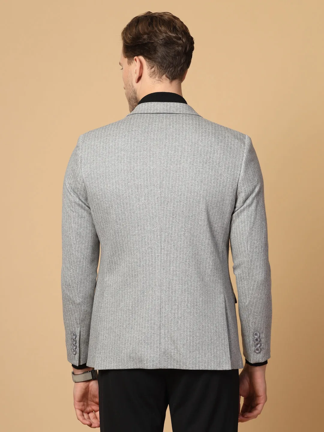 Grey Uncrushable Stripe Jacket