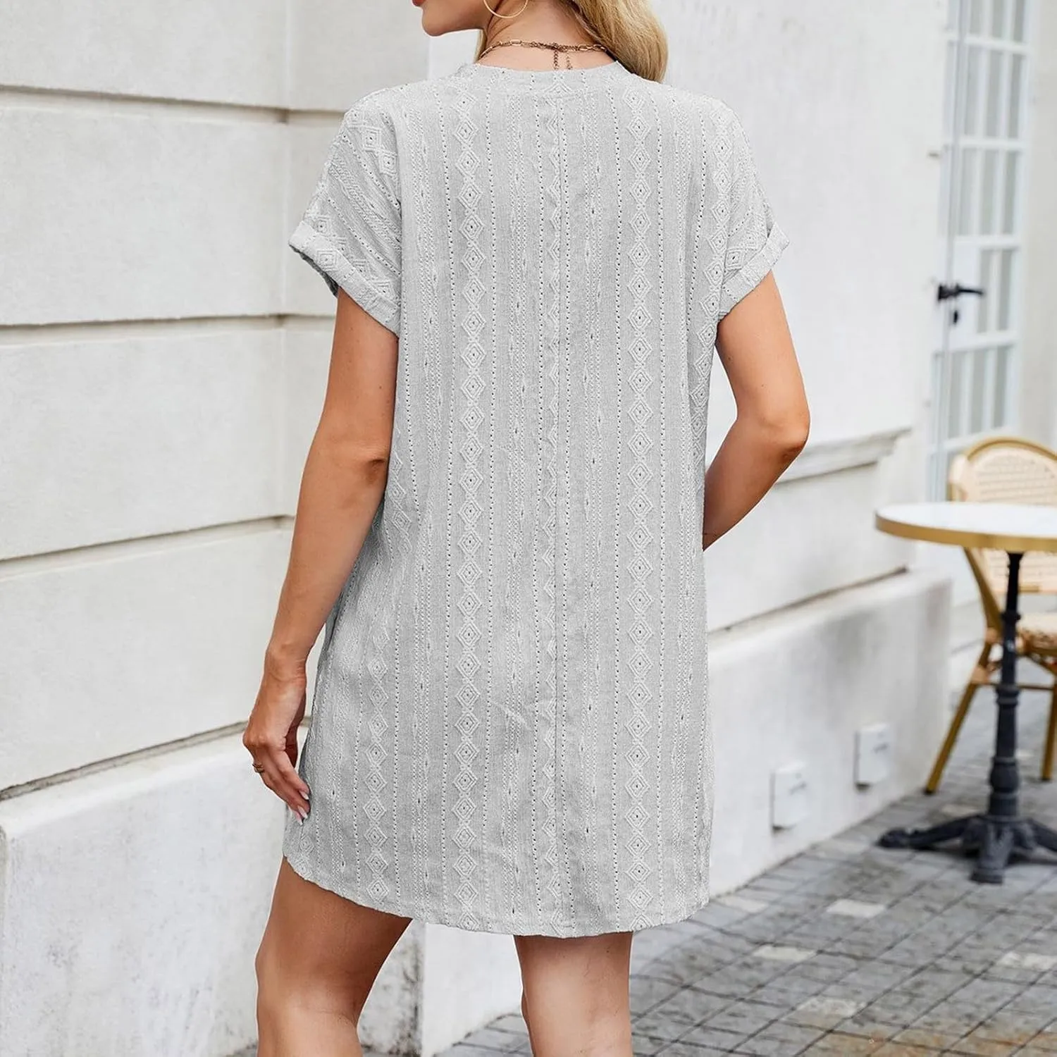 hlysgo T-Shirt Dresses for Women 2025 Summer Short Sleeve Crew Neck Mini Dress Casual Loose Fit Going Out Dress with Pockets