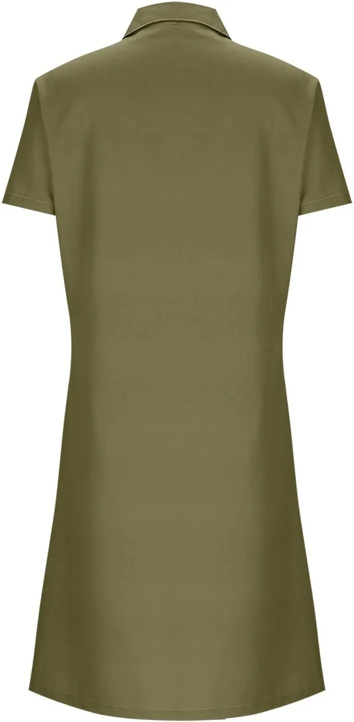 hlysgo Womens Summer Dresses 2025 Trendy Knee Length Vacation Beach Dress Casual Loose Fit Short Sleeve V Neck Mini Dresses