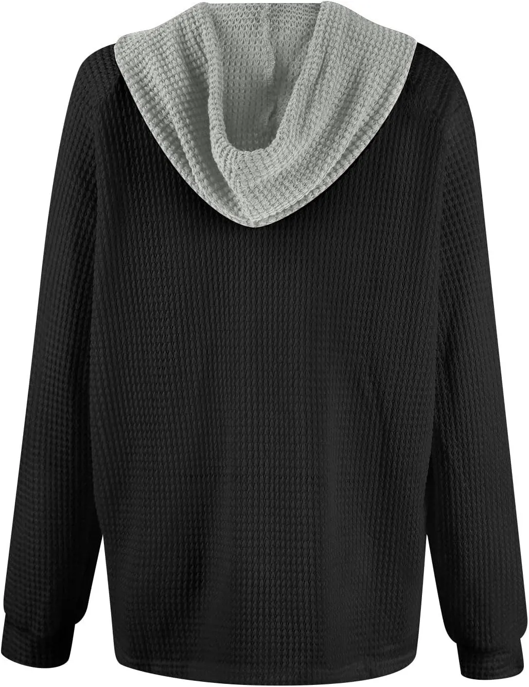 Hoodies For Women Casual Long Sleeve Shirts Oversized Drawstring Sweatshirts Button V-Neck Tunic Tops