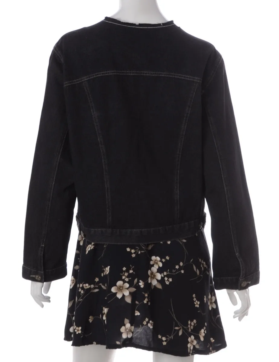 Label Black Collarless Denim Jacket