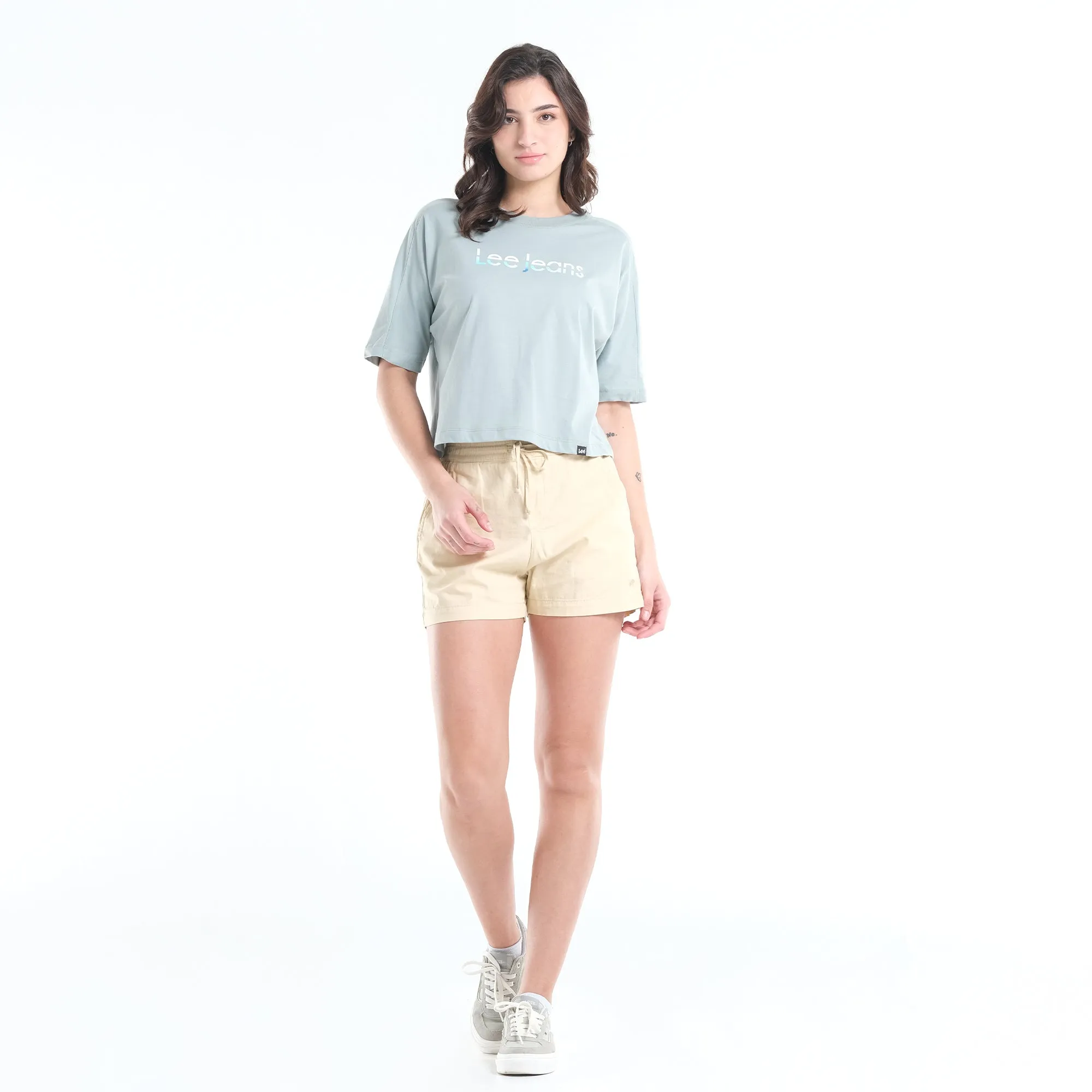 LEE WOMENS DUAL COLOR PRINT CROP TOP