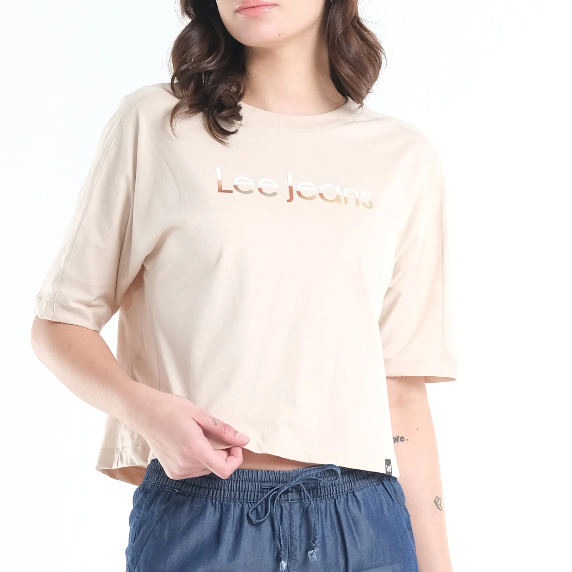 LEE WOMENS DUAL COLOR PRINT CROP TOP