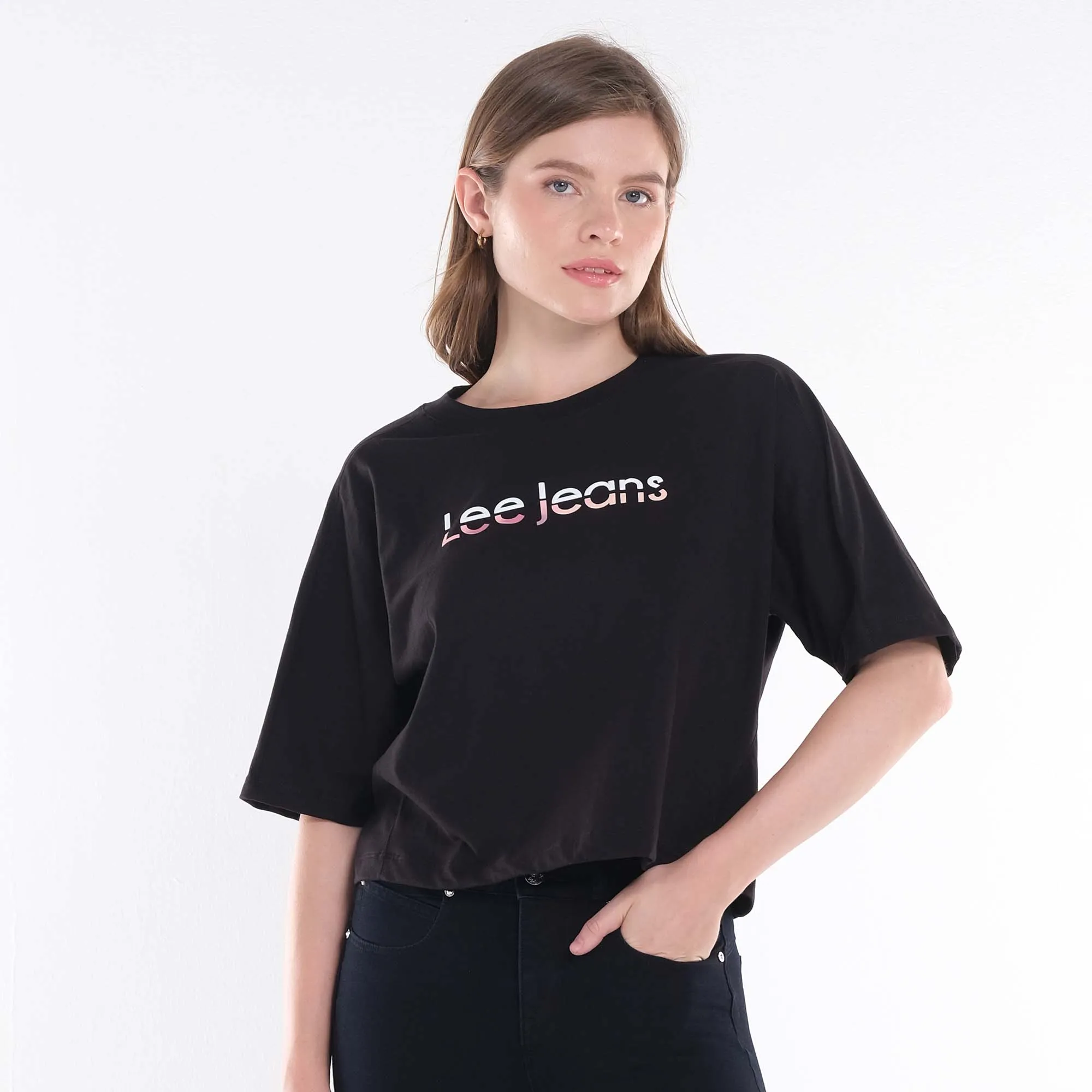 LEE WOMENS DUAL COLOR PRINT CROP TOP