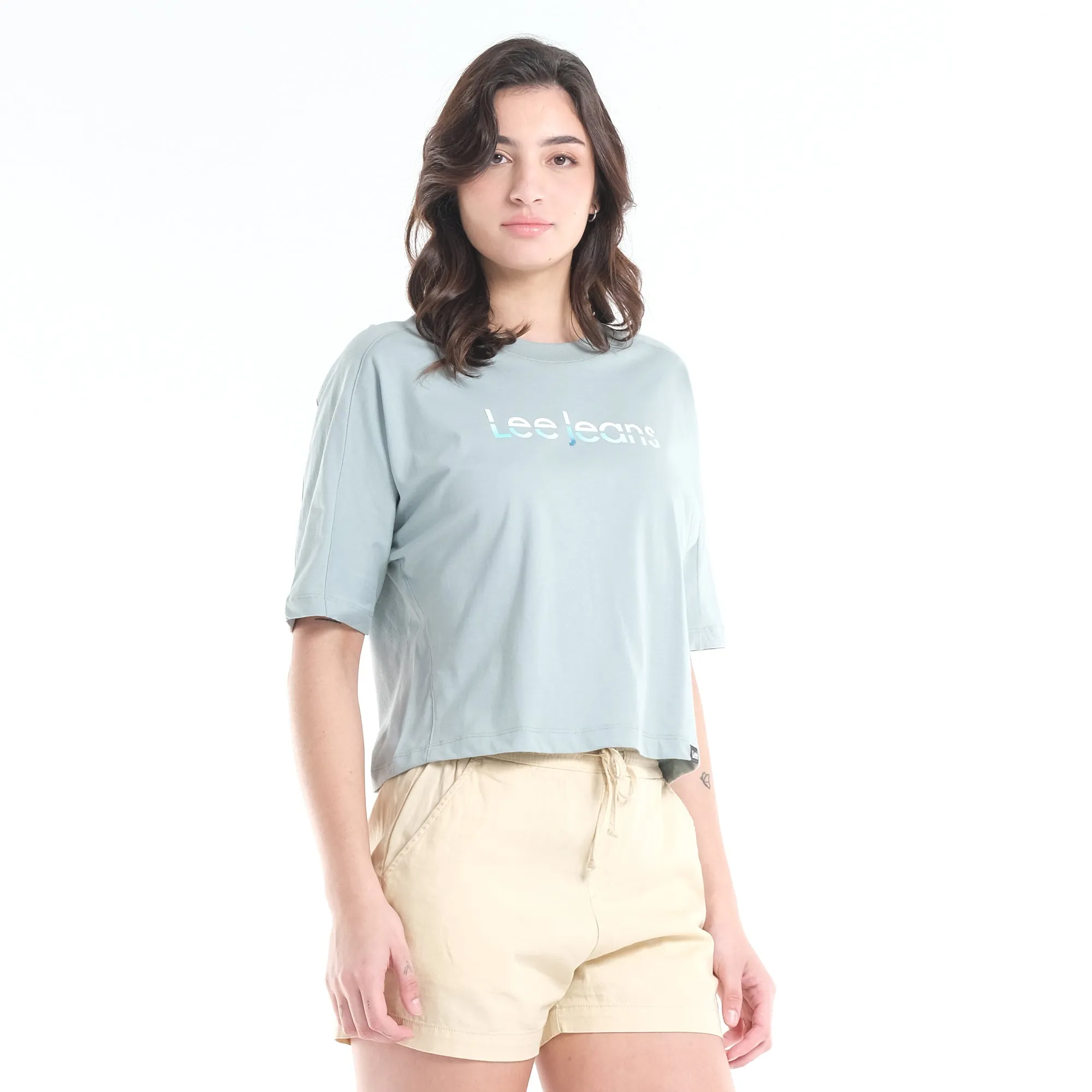 LEE WOMENS DUAL COLOR PRINT CROP TOP