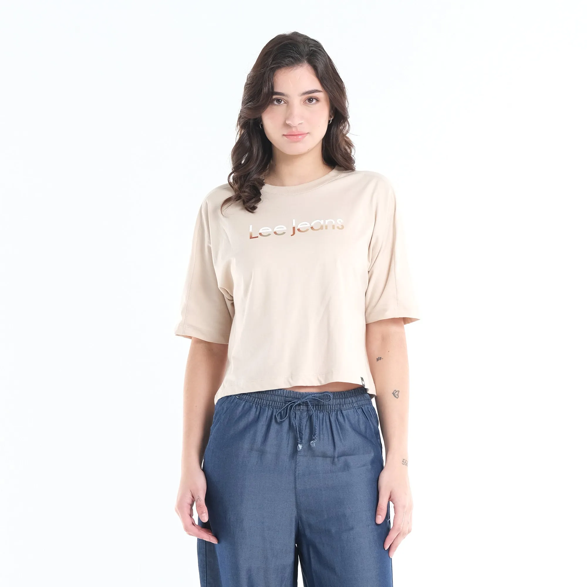 LEE WOMENS DUAL COLOR PRINT CROP TOP