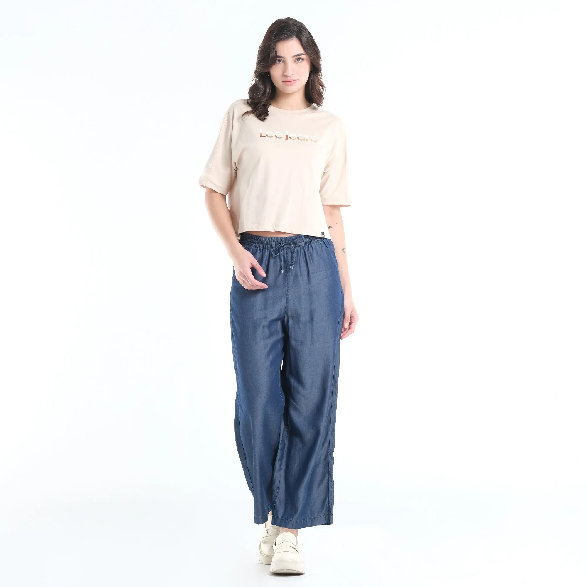 LEE WOMENS DUAL COLOR PRINT CROP TOP