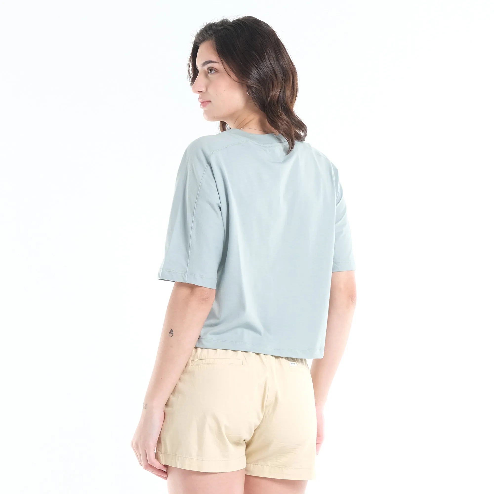 LEE WOMENS DUAL COLOR PRINT CROP TOP