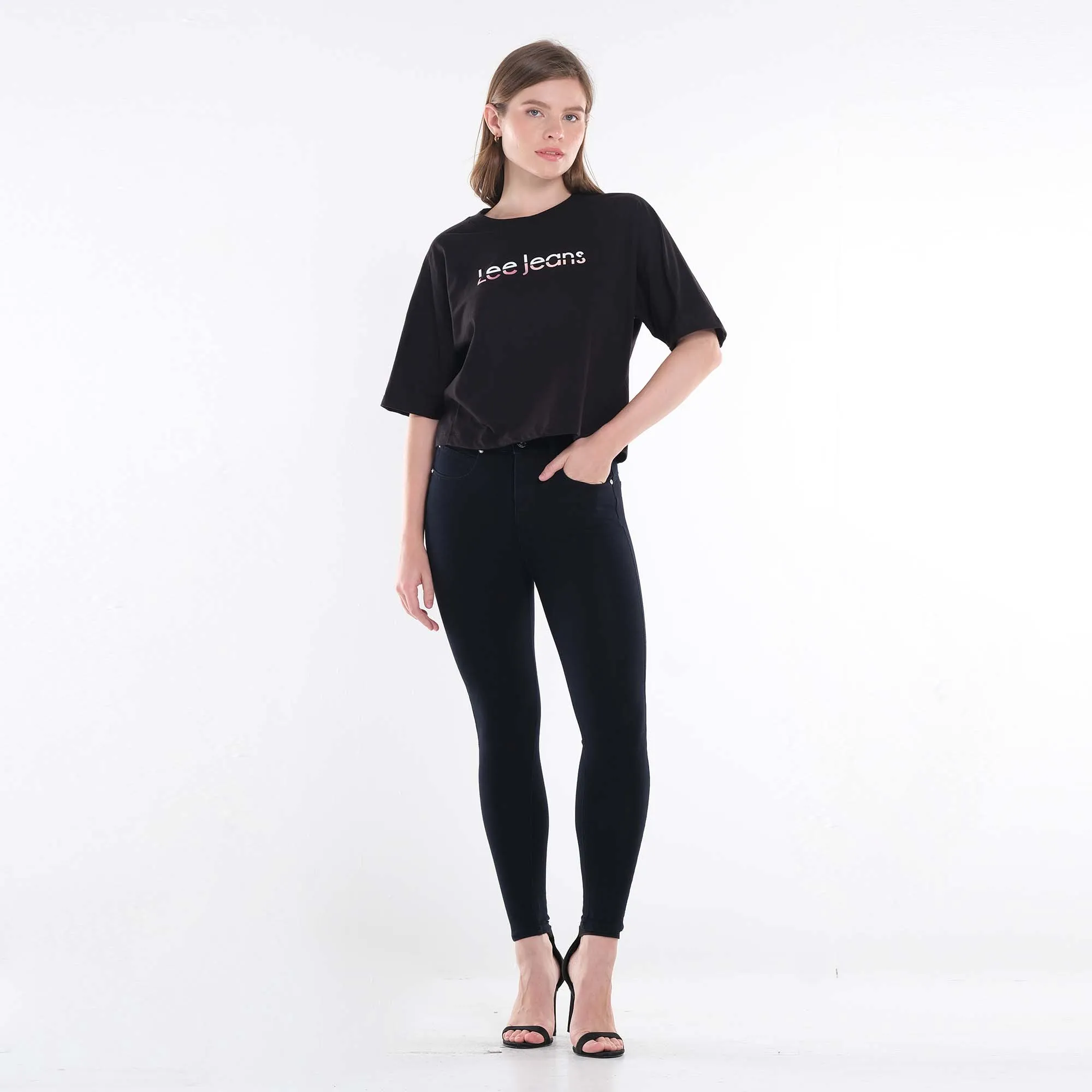 LEE WOMENS DUAL COLOR PRINT CROP TOP