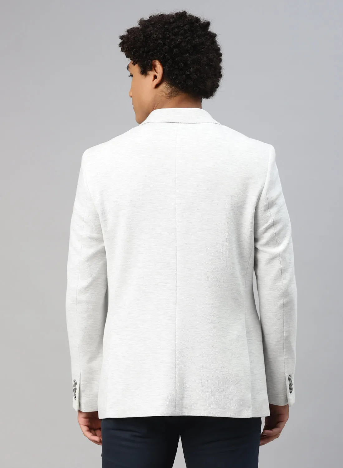 Light Grey Knit Notch Collar Jacket