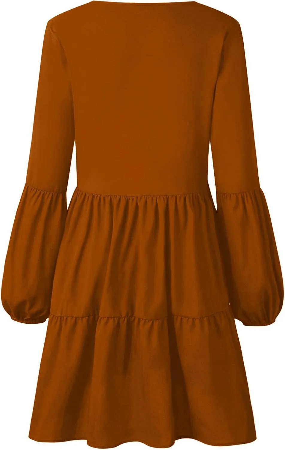Long Sleeve Dress for Women,2025 Summer Casual Mini Dresses Loose Flowy Tiered Dress,V Neck Boho Ruffle Beach Dres