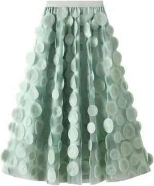 Long Tulle Skirts for Women Fairy Elastic High Waist Pleated A-Line Flared Midi Skirts Evening Tutu Skirt