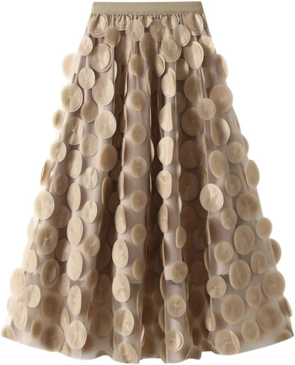 Long Tulle Skirts for Women Fairy Elastic High Waist Pleated A-Line Flared Midi Skirts Evening Tutu Skirt